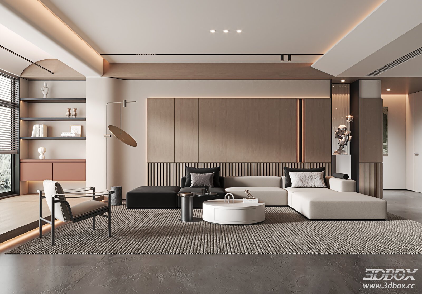 Modern Living Room 3D model - front view
