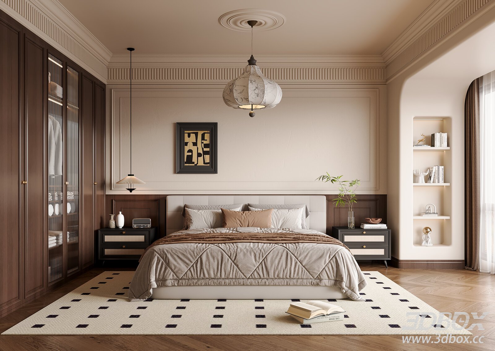French Vintage Bedroom 3D model - thumbnail 1