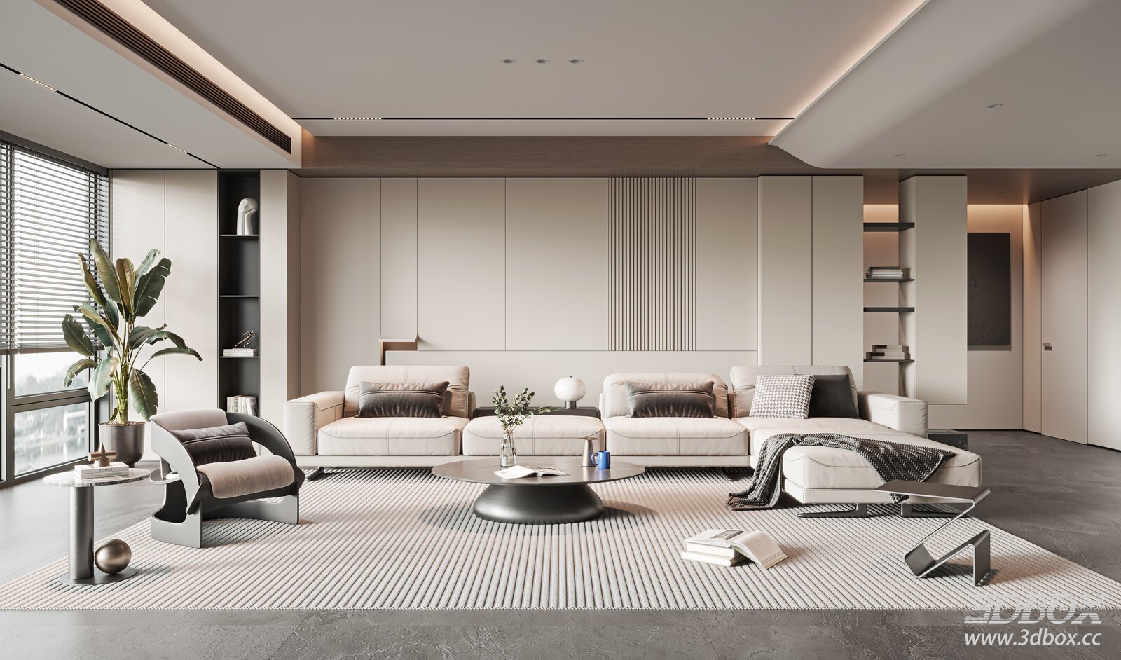 Modern Living Room 3D model - front view