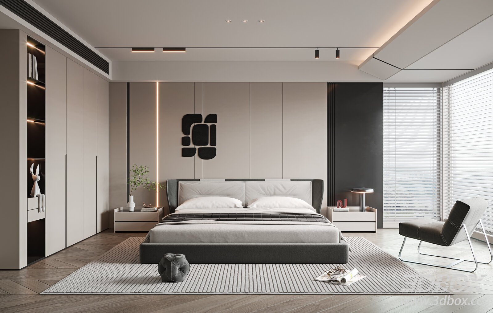 Modern Bedroom 3D model - thumbnail 1