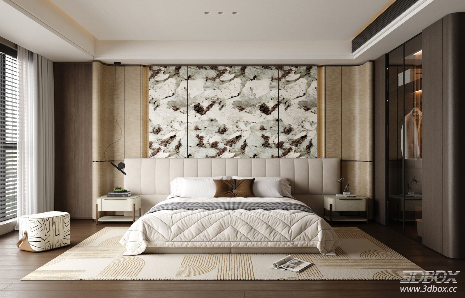 Italian Light Luxury Bedroom Modern Light Luxury Master Bedroom Bedroom 3D model - front view