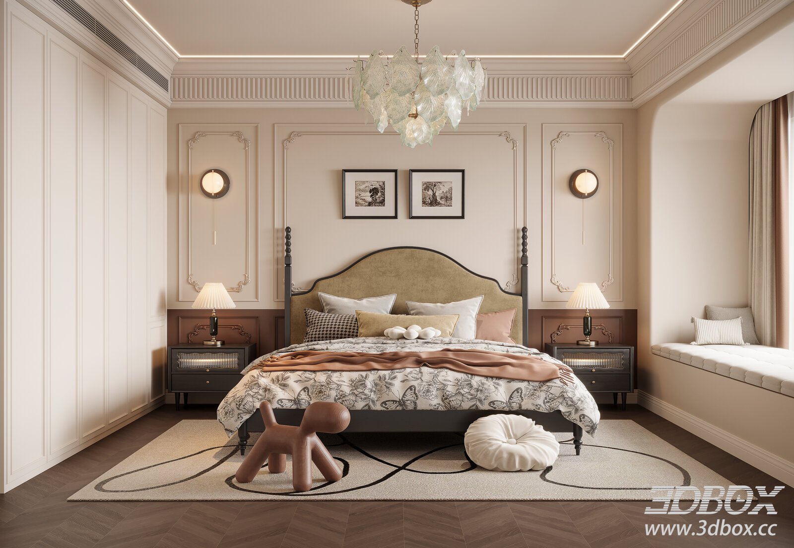 French Bedroom 3D model - thumbnail 1