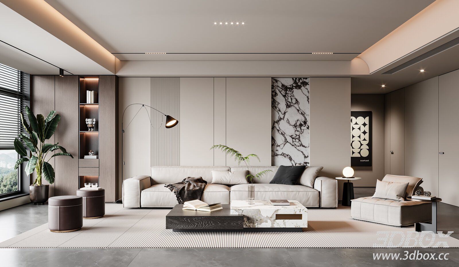 Modern Living Room 3D model - thumbnail 1