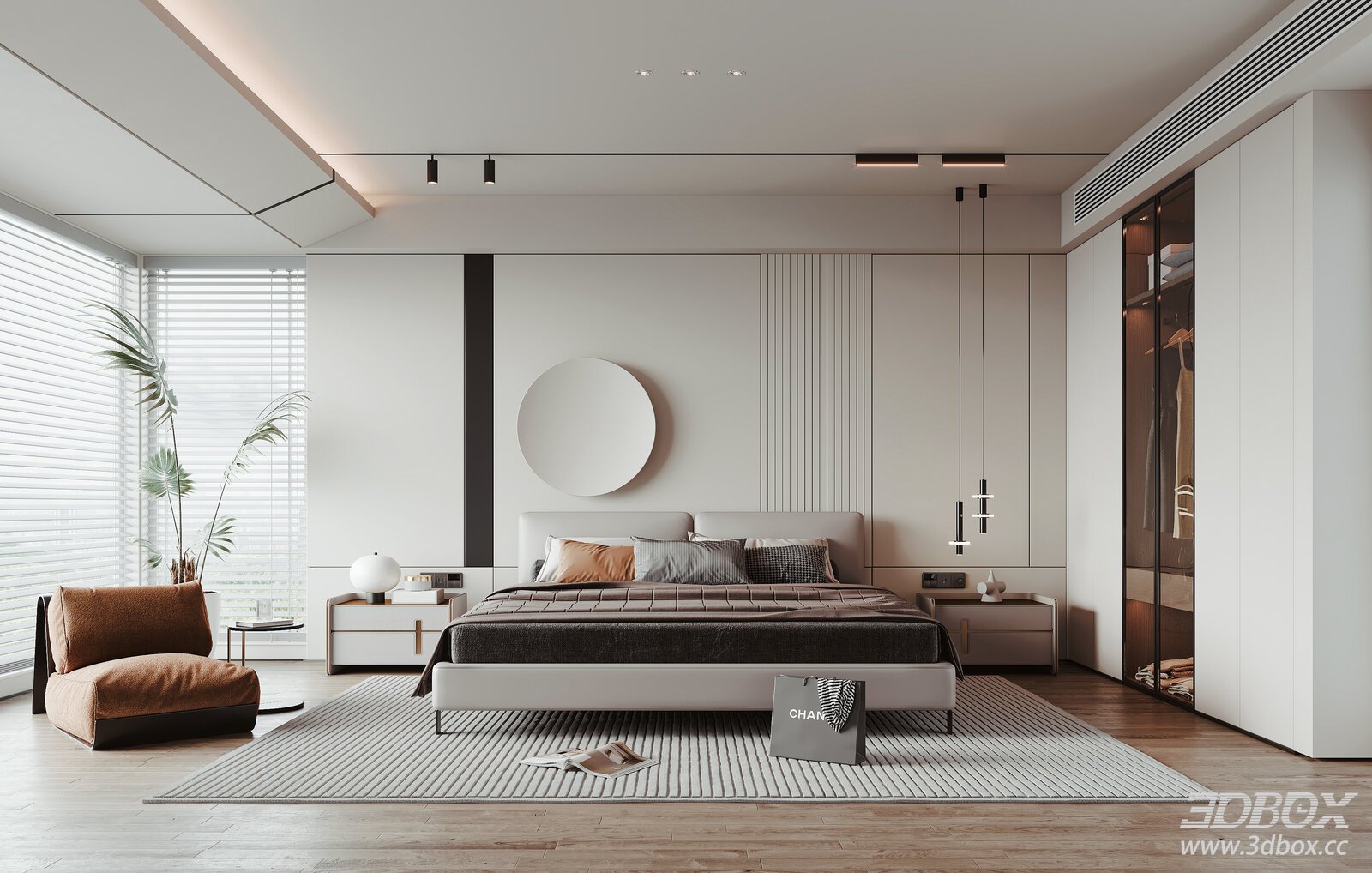 Modern Bedroom 3D model - thumbnail 1