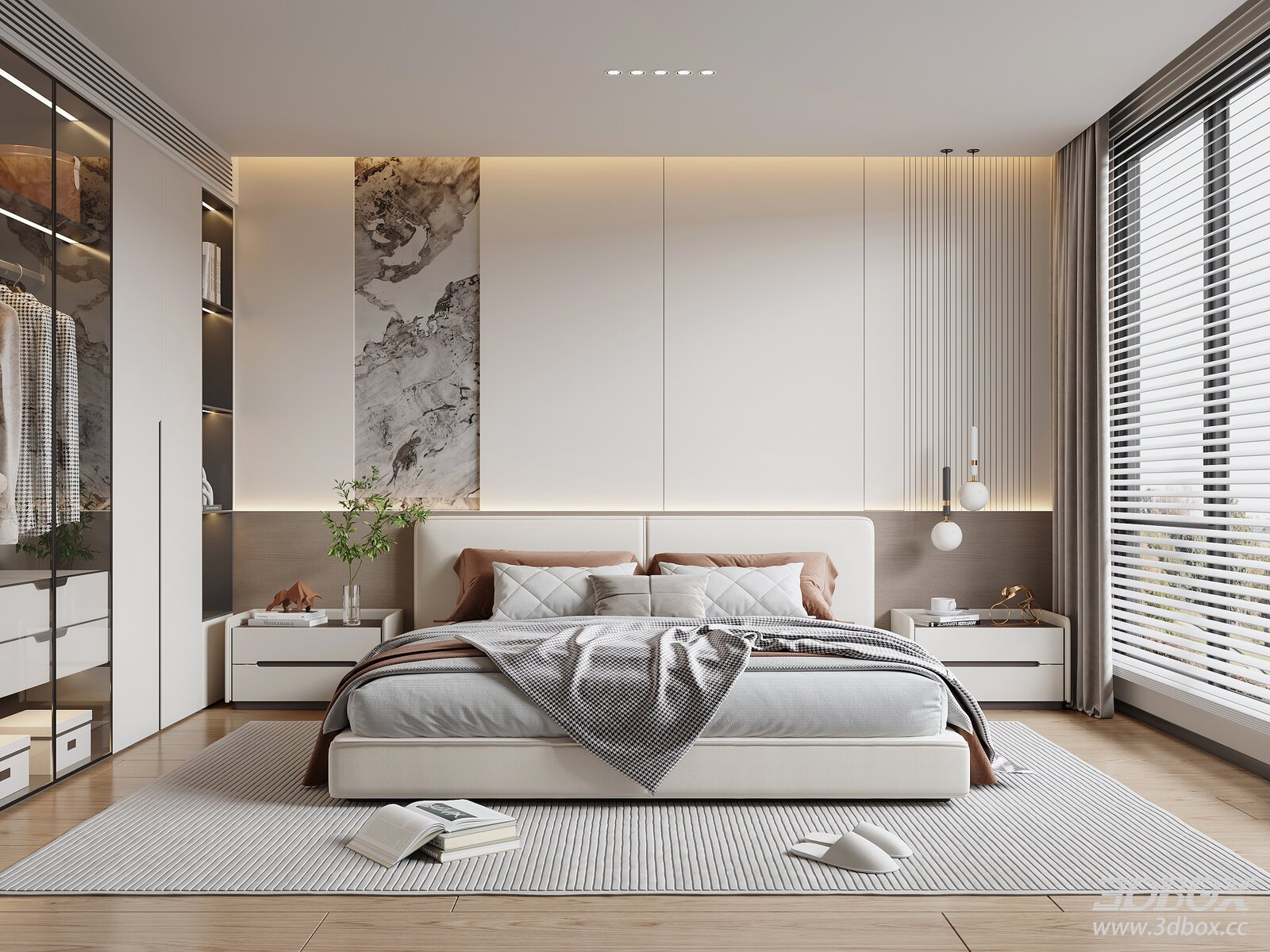 Modern Bedroom 3D model - front view