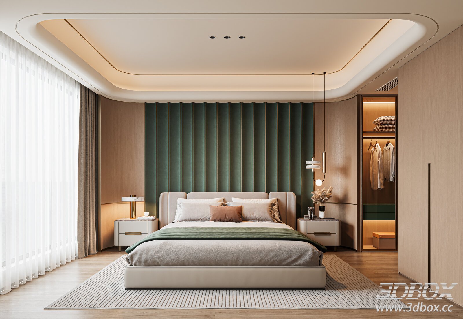 Light Luxury Bedroom 3D model - thumbnail 1