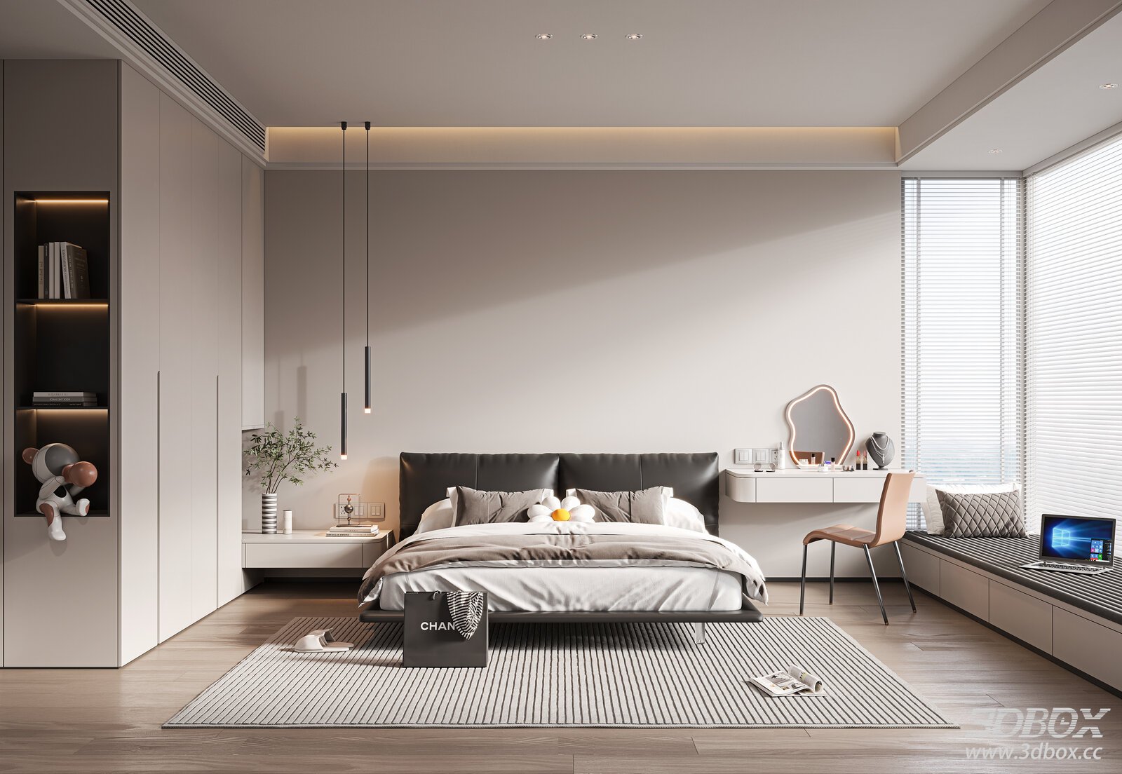 Modern Bedroom 3D model - thumbnail 1