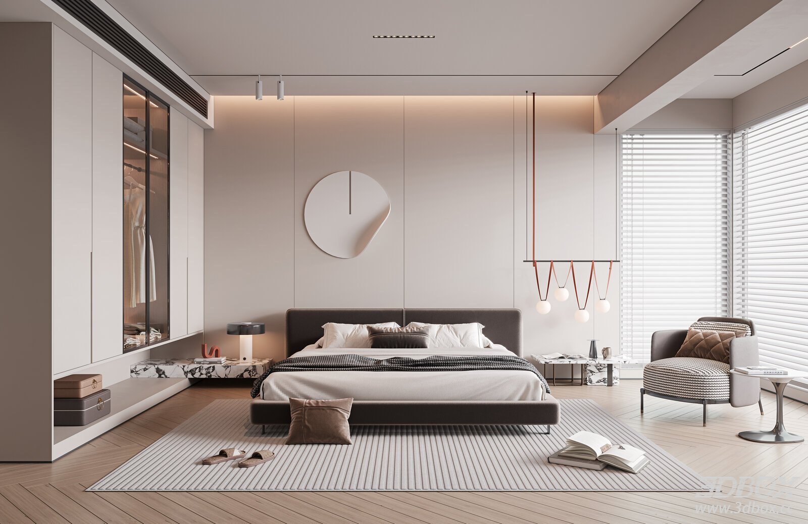 Modern Bedroom 3D model - front view