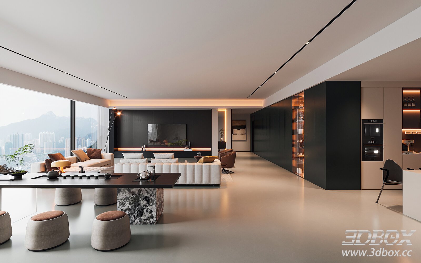Modern Light Luxury Dining Room 3D model - thumbnail 1