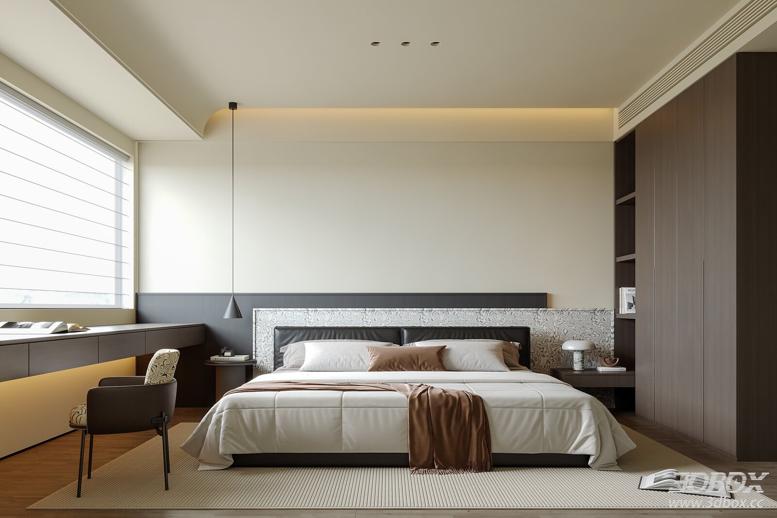 Modern Italian Bedroom 3D model - front view