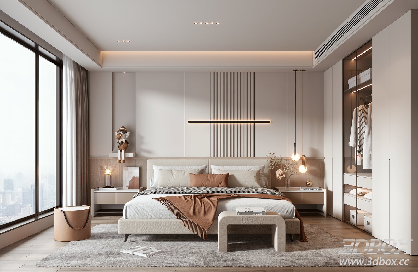 Modern Bedroom 3D model - thumbnail 1