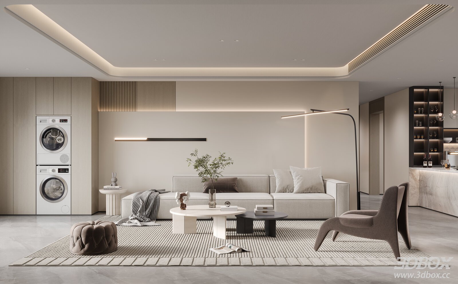 Modern Dining Room 3D model - front view