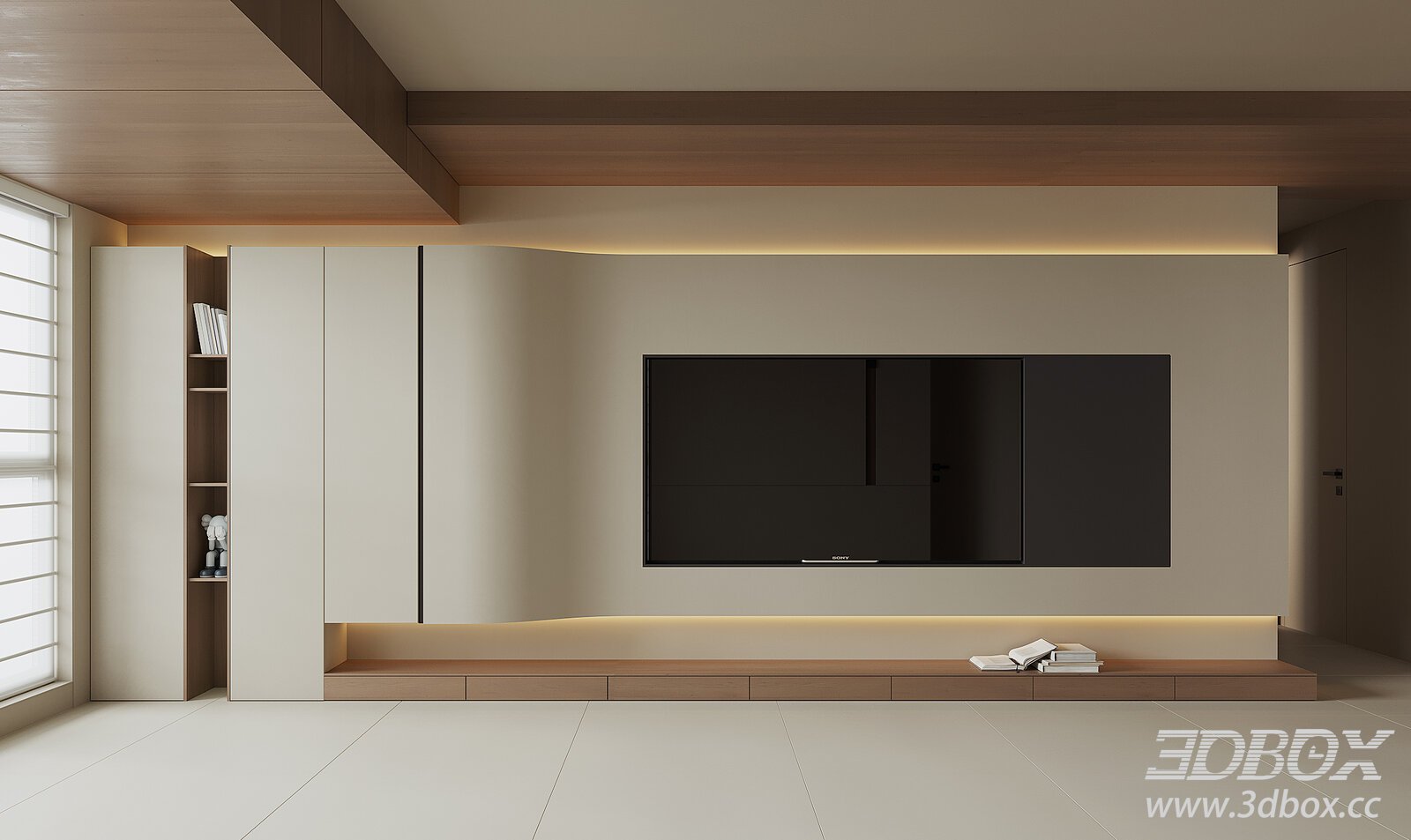 Modern TVBackground Wall 3D model - thumbnail 1