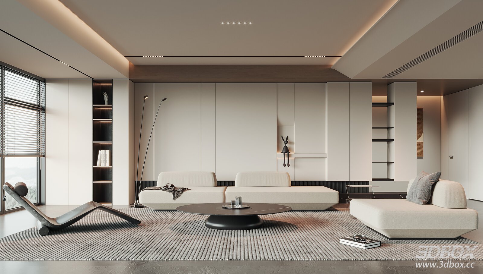 Modern Living Room 3D model - front view