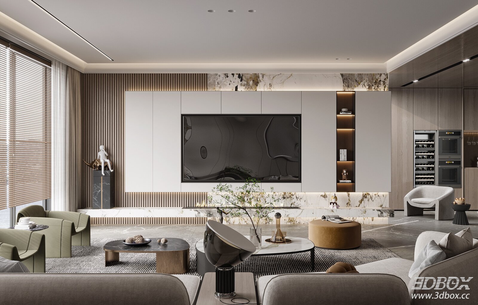 Poliform Modern Living Room 3D model - thumbnail 1