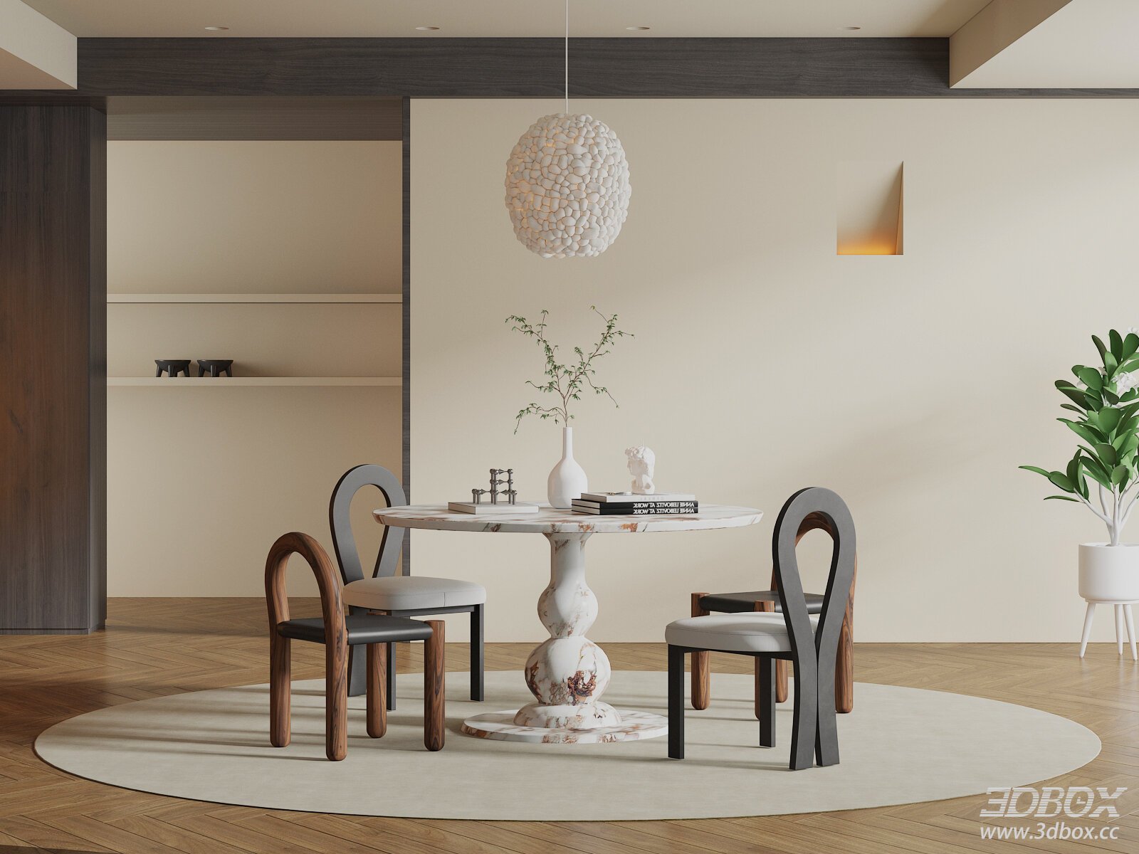 Modern Dining Room 3D model - front view