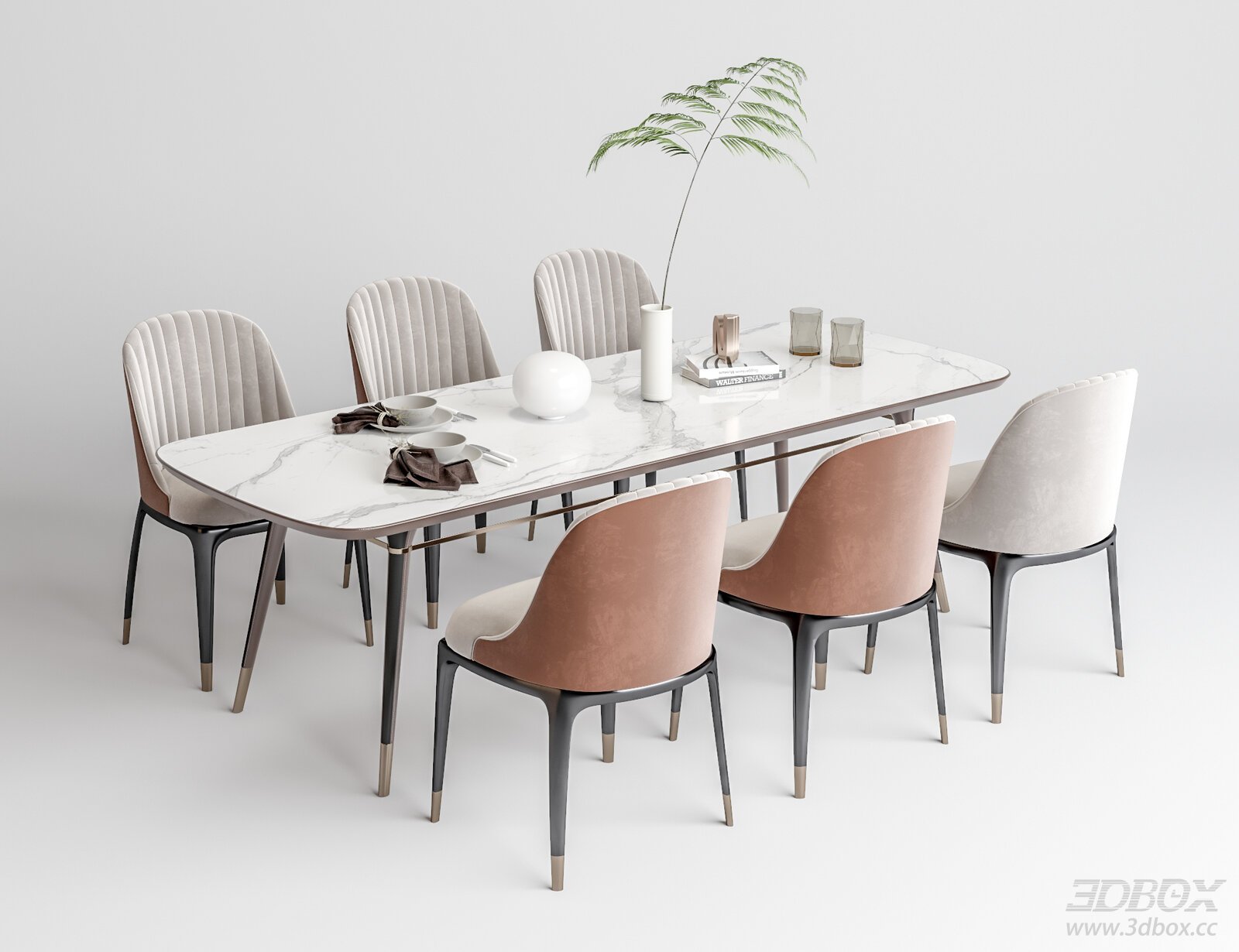 Modern Dining Table 3D model - front view