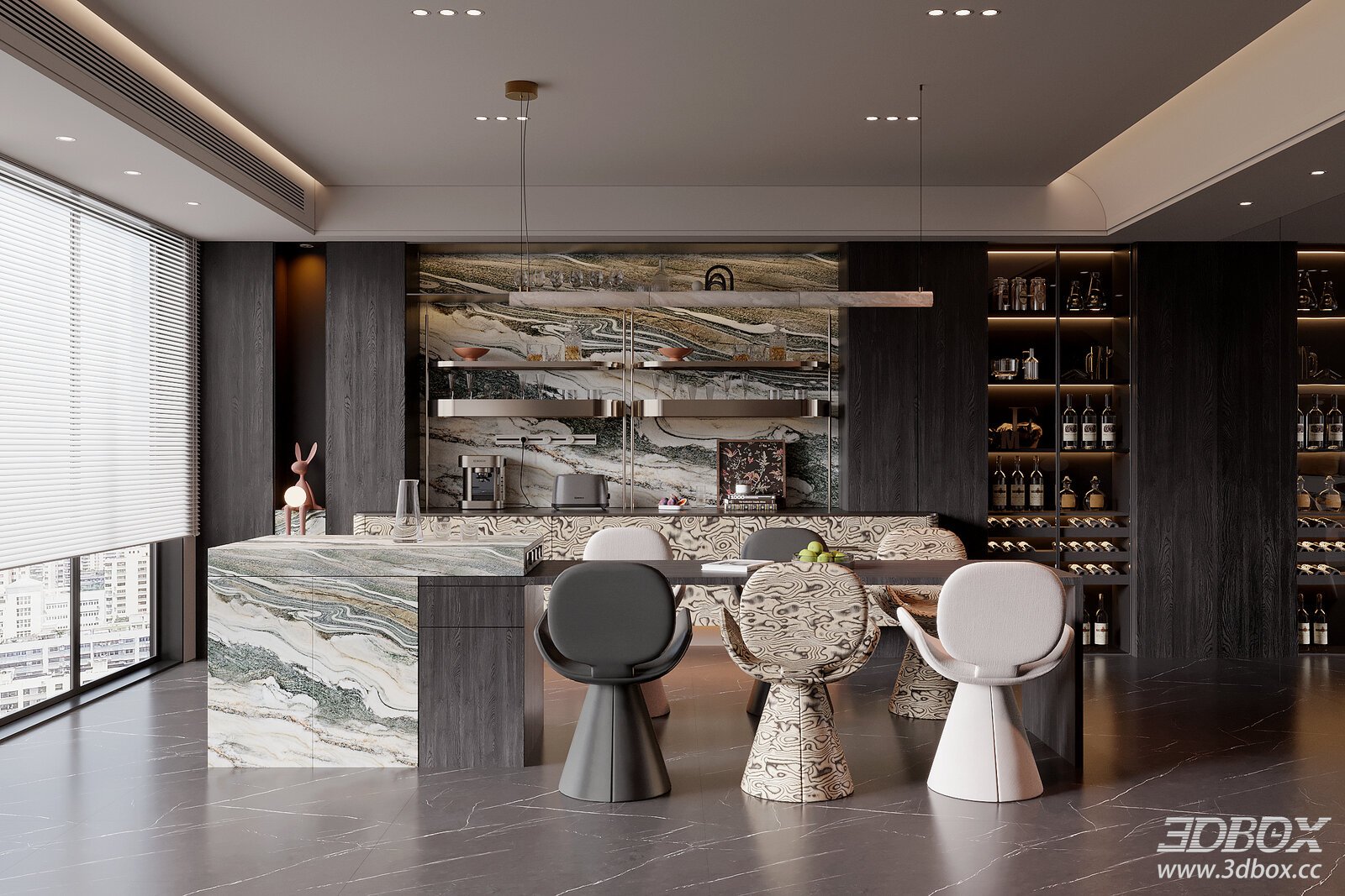 Italian Dining Room 3D model - front view