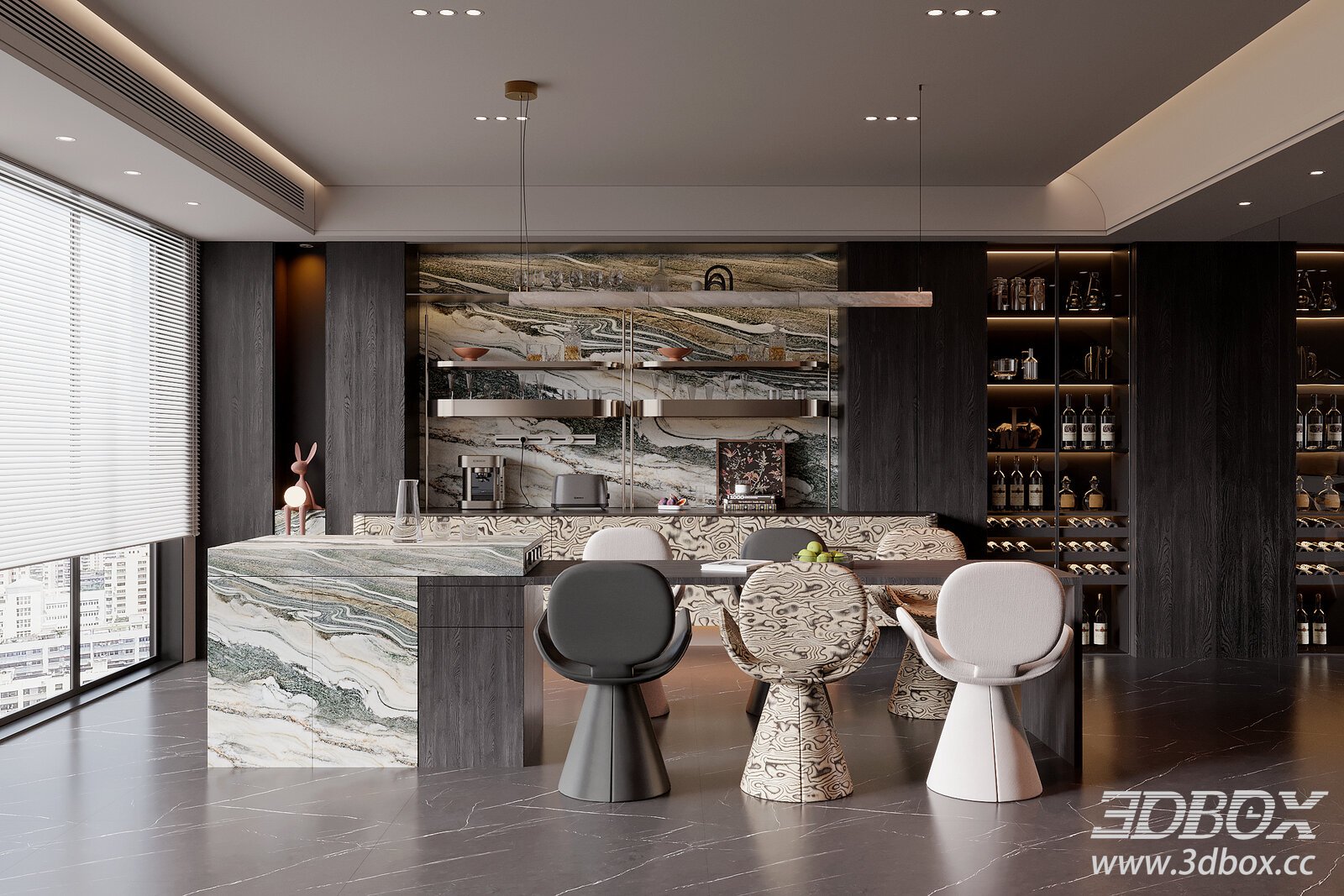 Italian Dining Room 3D model - thumbnail 1