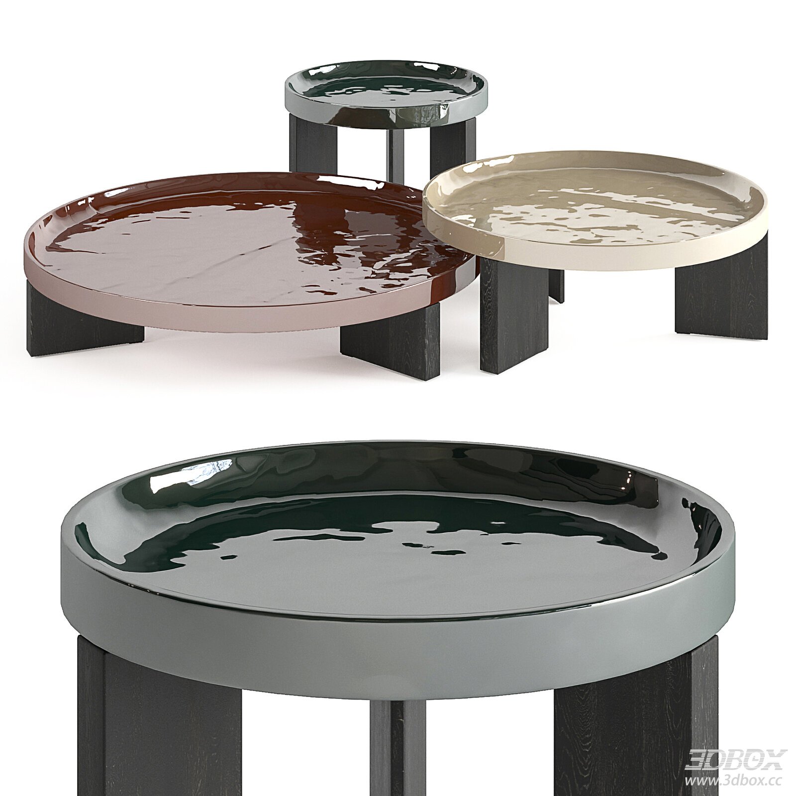 Minotti Lover Modern Coffee Table 3D model - front view