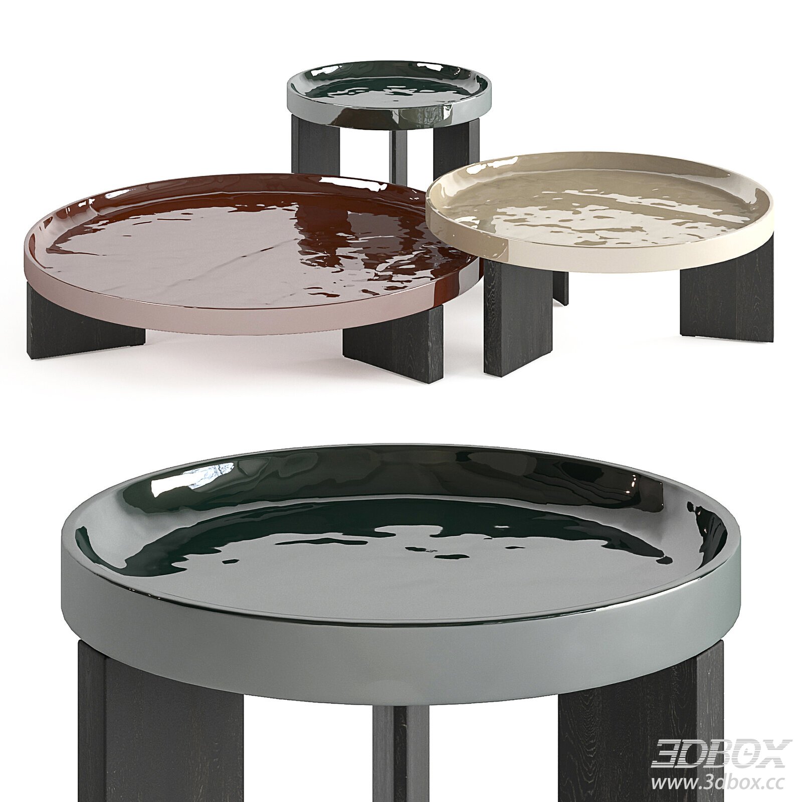 Minotti Lover Modern Coffee Table 3D model - thumbnail 1