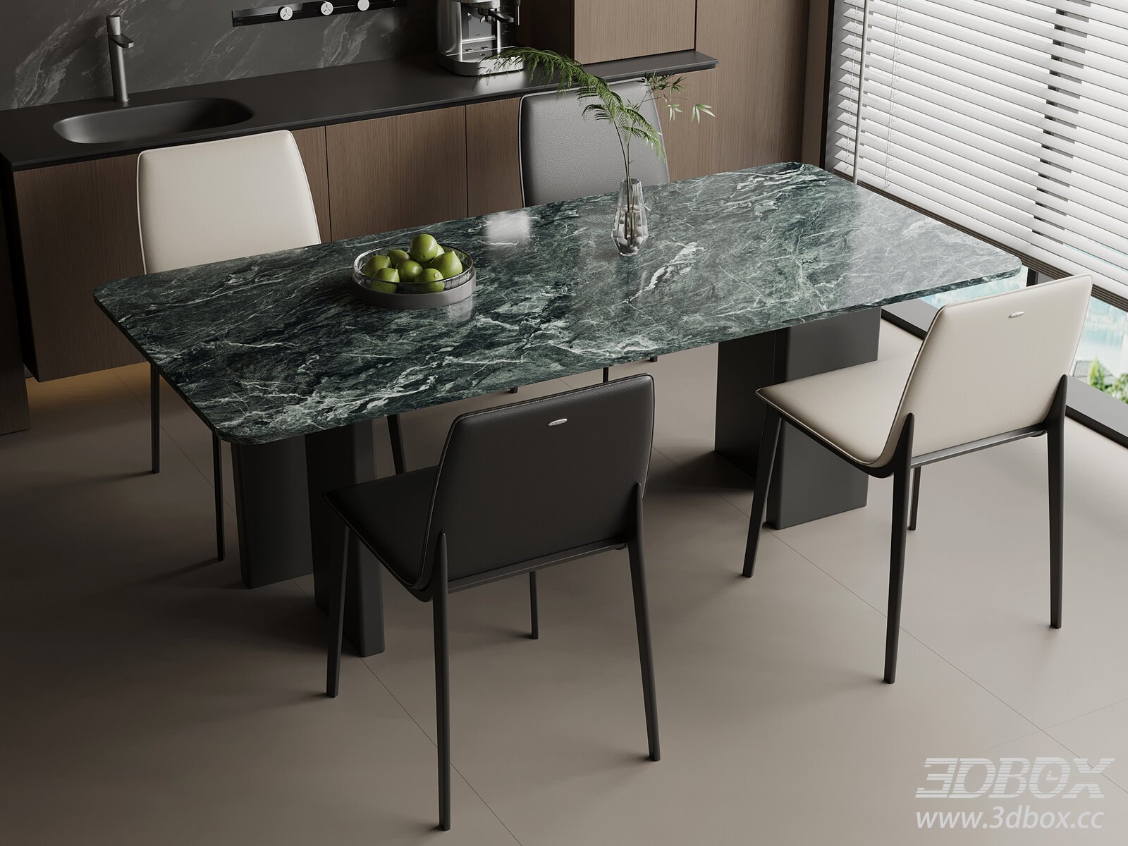 Modern Italian Dining Table 3D model - thumbnail 1