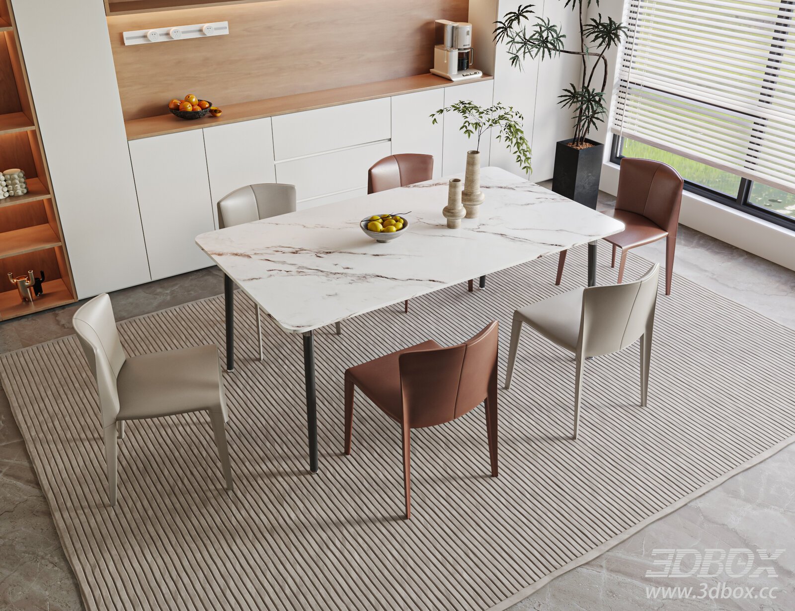 Modern Dining Table Modern Dining Room 3D model - thumbnail 1