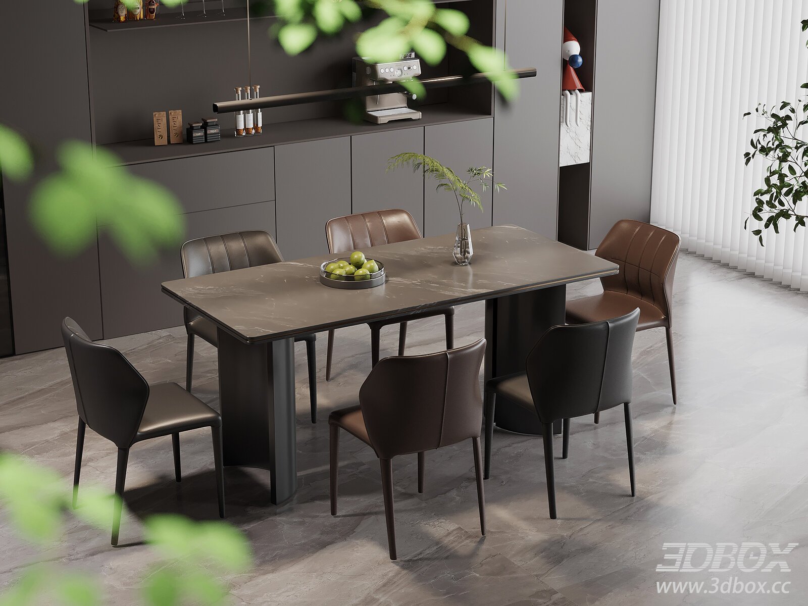 Modern Italian Dining Table 3D model - thumbnail 1