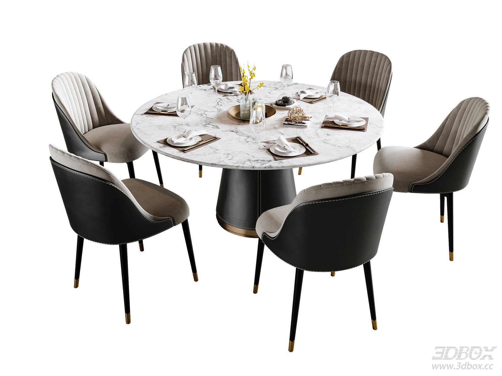 Modern Light Luxury Dining Table Dining Table 3D model - front view