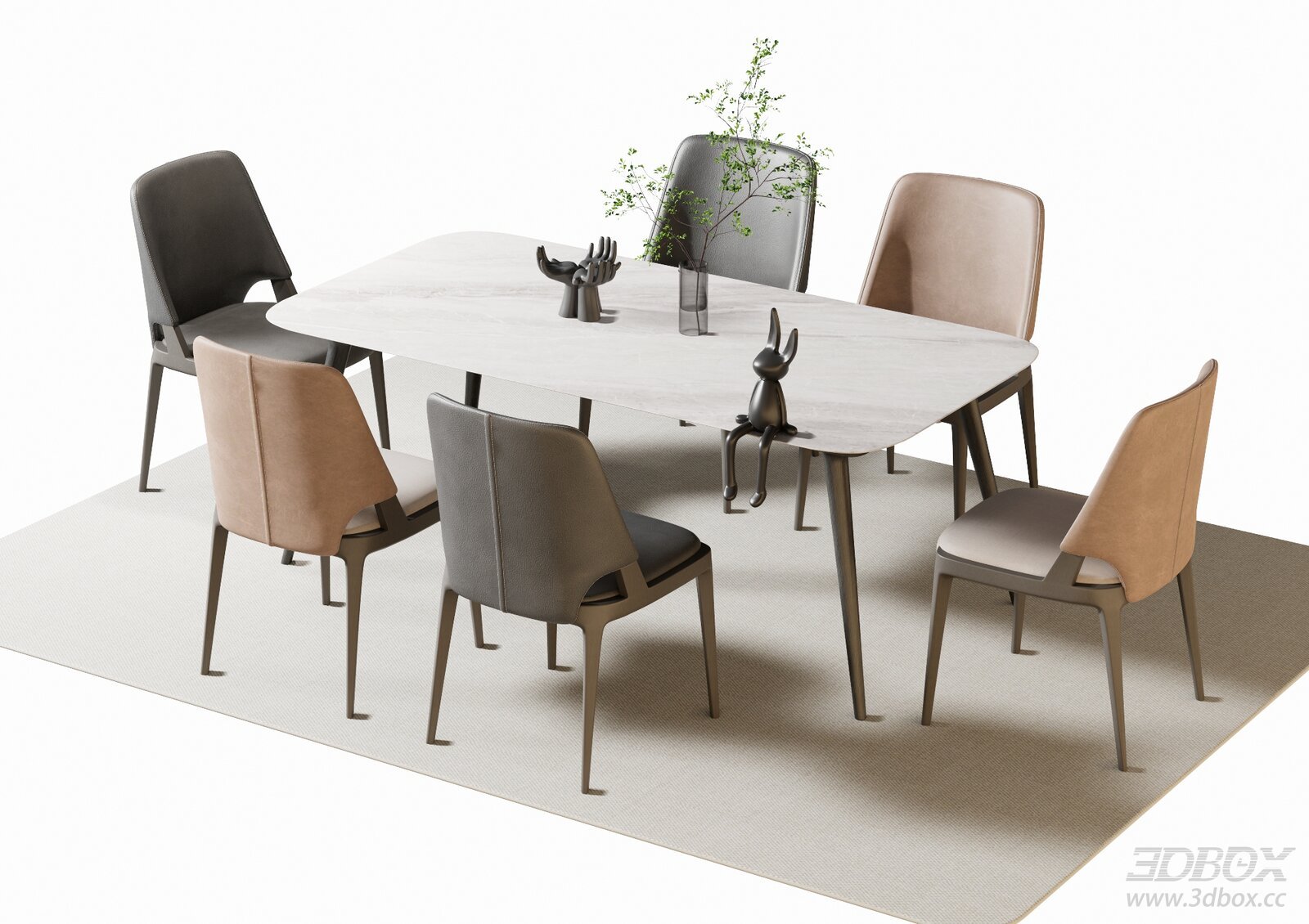 Modern Dining Table 3D model - front view