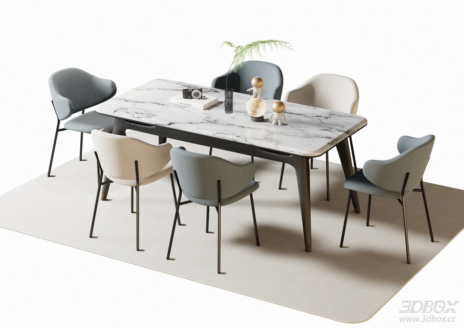 Modern Dining Table 3D model - front view