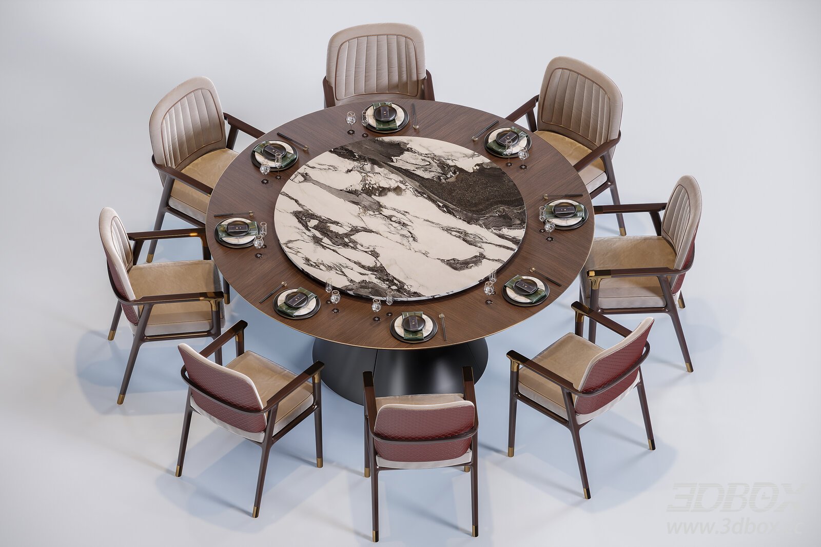 New Chinese Dining Table 3D model - thumbnail 1