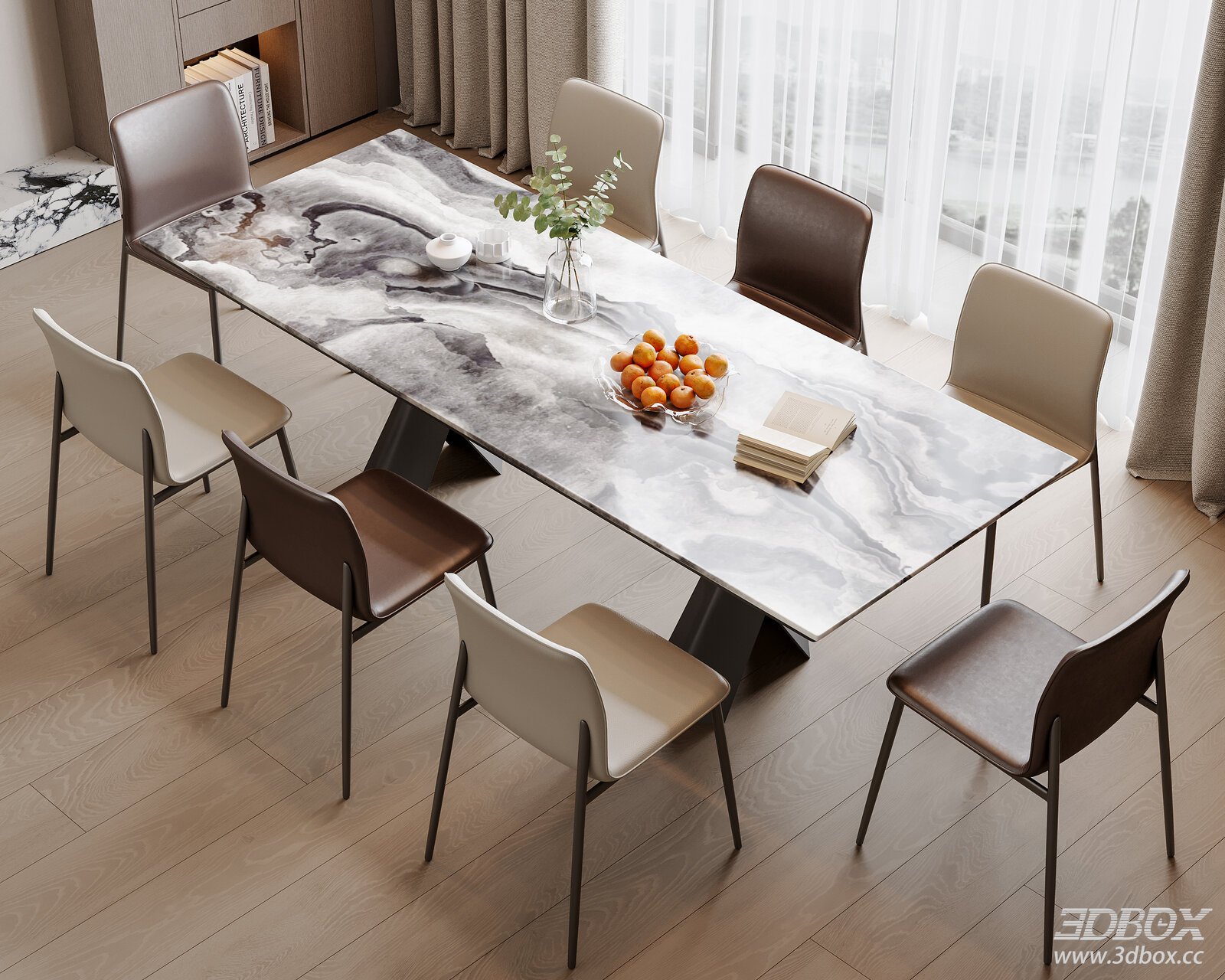 Modern Dining Table 3D model - front view