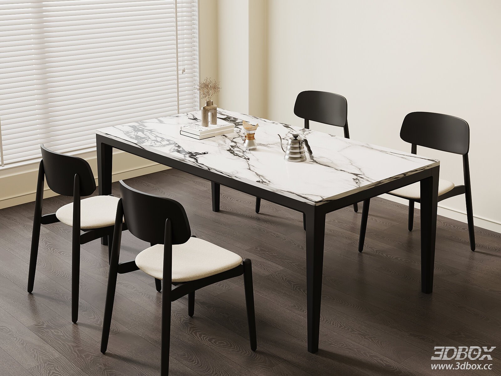 Modern Italian Dining Table 3D model - front view