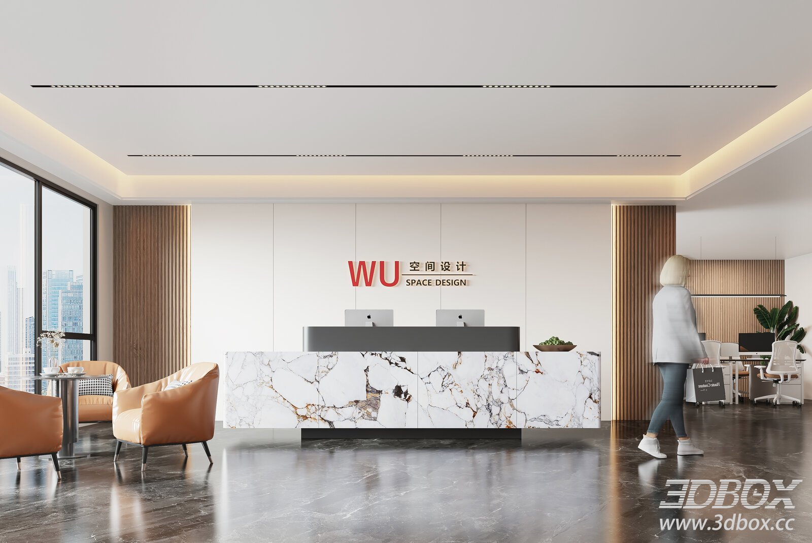 Company Reception Desk 3D model - thumbnail 1