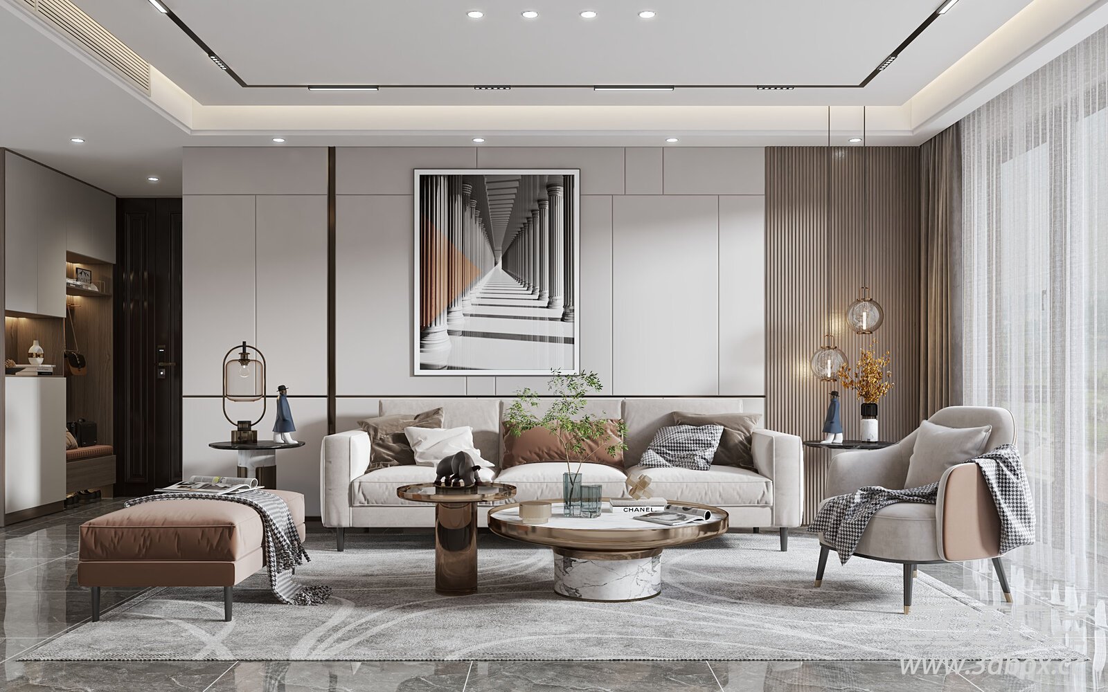 Modern Living Room 3D model - thumbnail 1