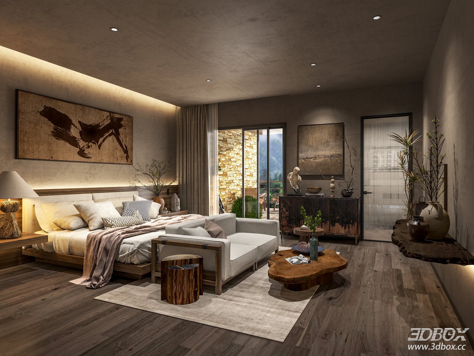 B&B Guest Room 3D model - front view