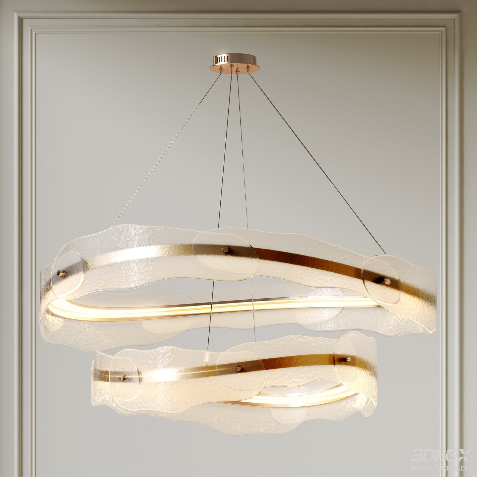 Cream Style Chandelier 3D model - thumbnail 1