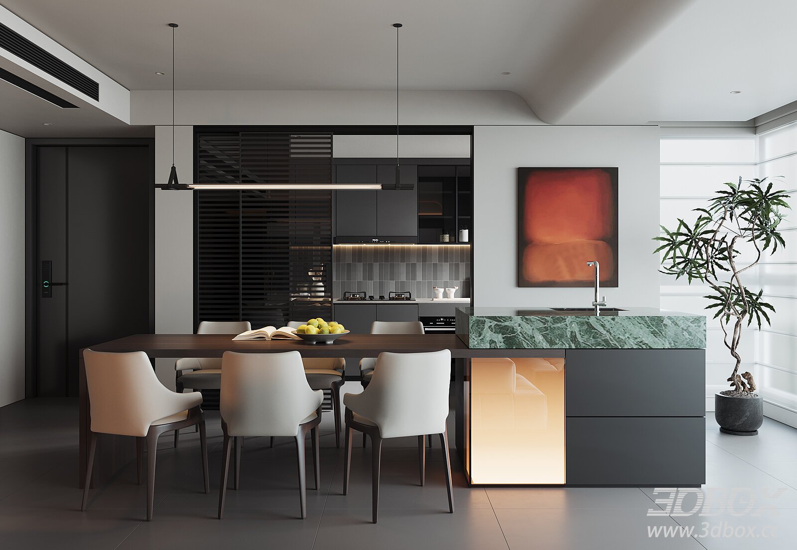 Modern Dining Room 3D model - thumbnail 1