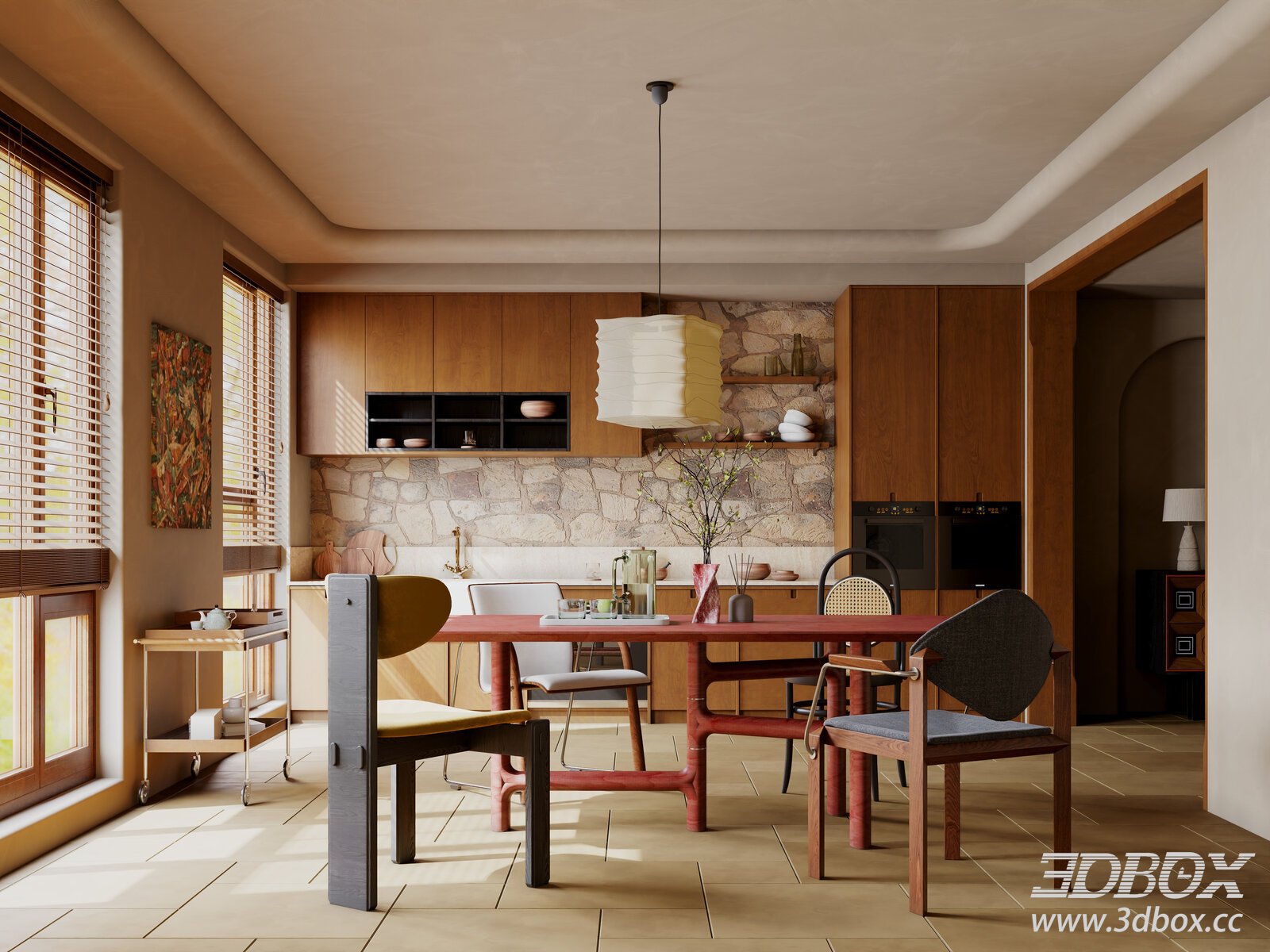 Vintage Dining Room 3D model - thumbnail 1