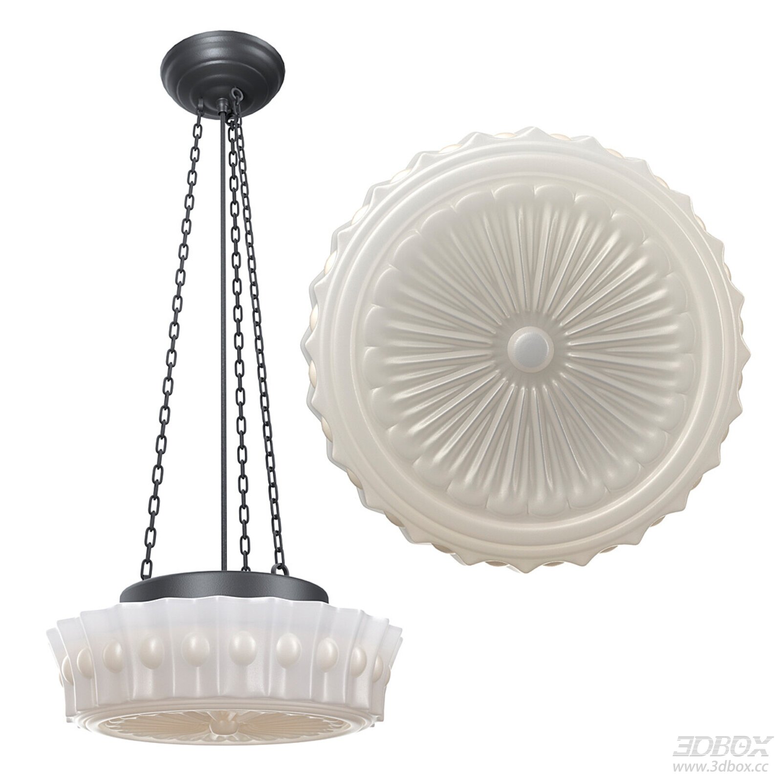 French Chandelier 3D model - front view