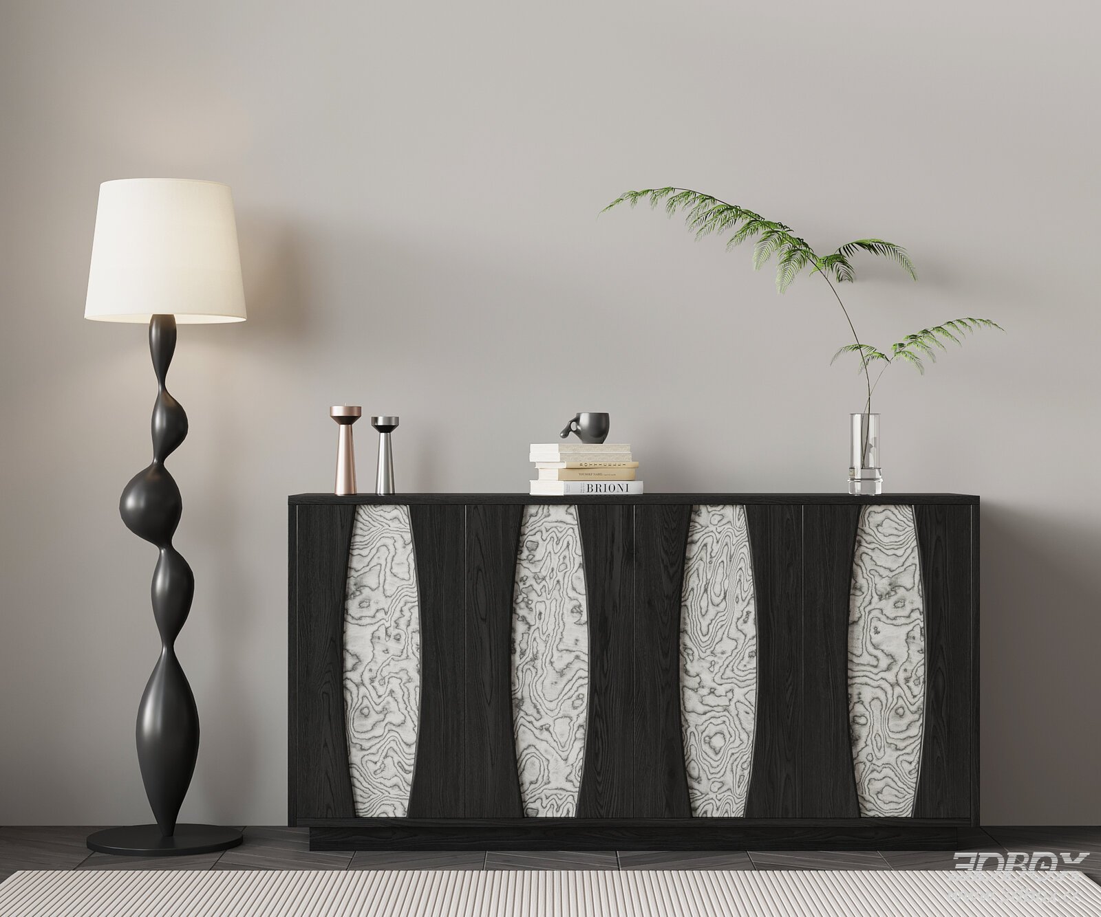 Modern Italian Entryway Shoe Cabinet 3D model - front view
