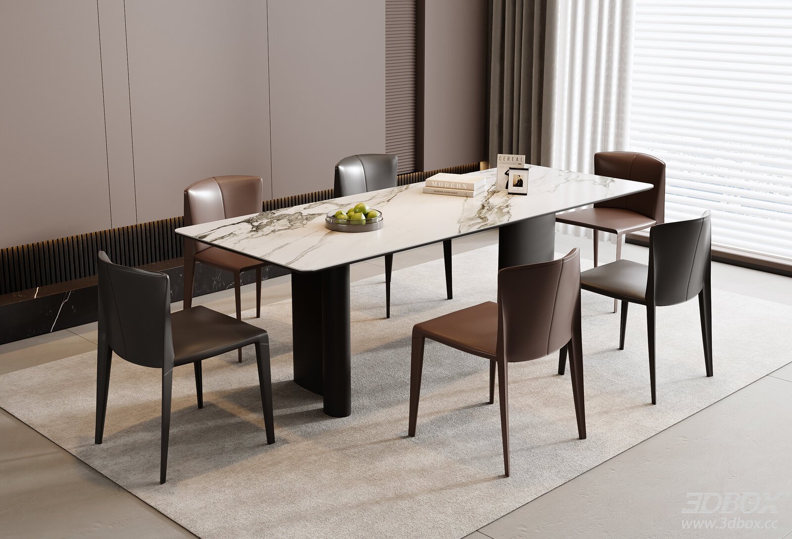 Modern Italian Dining Table 3D model - front view