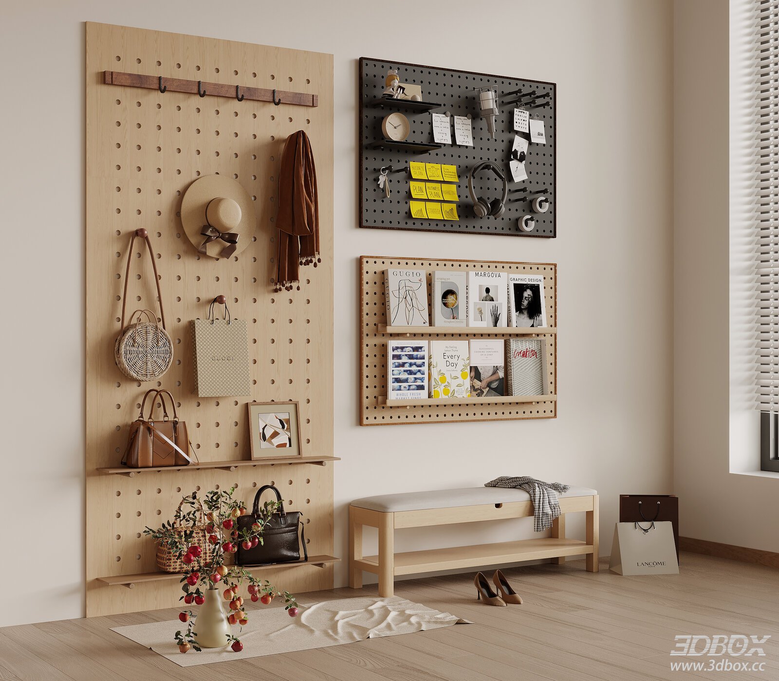 Wabi-Sabi Style Perforated Board 3D Model Download 3D model - front view