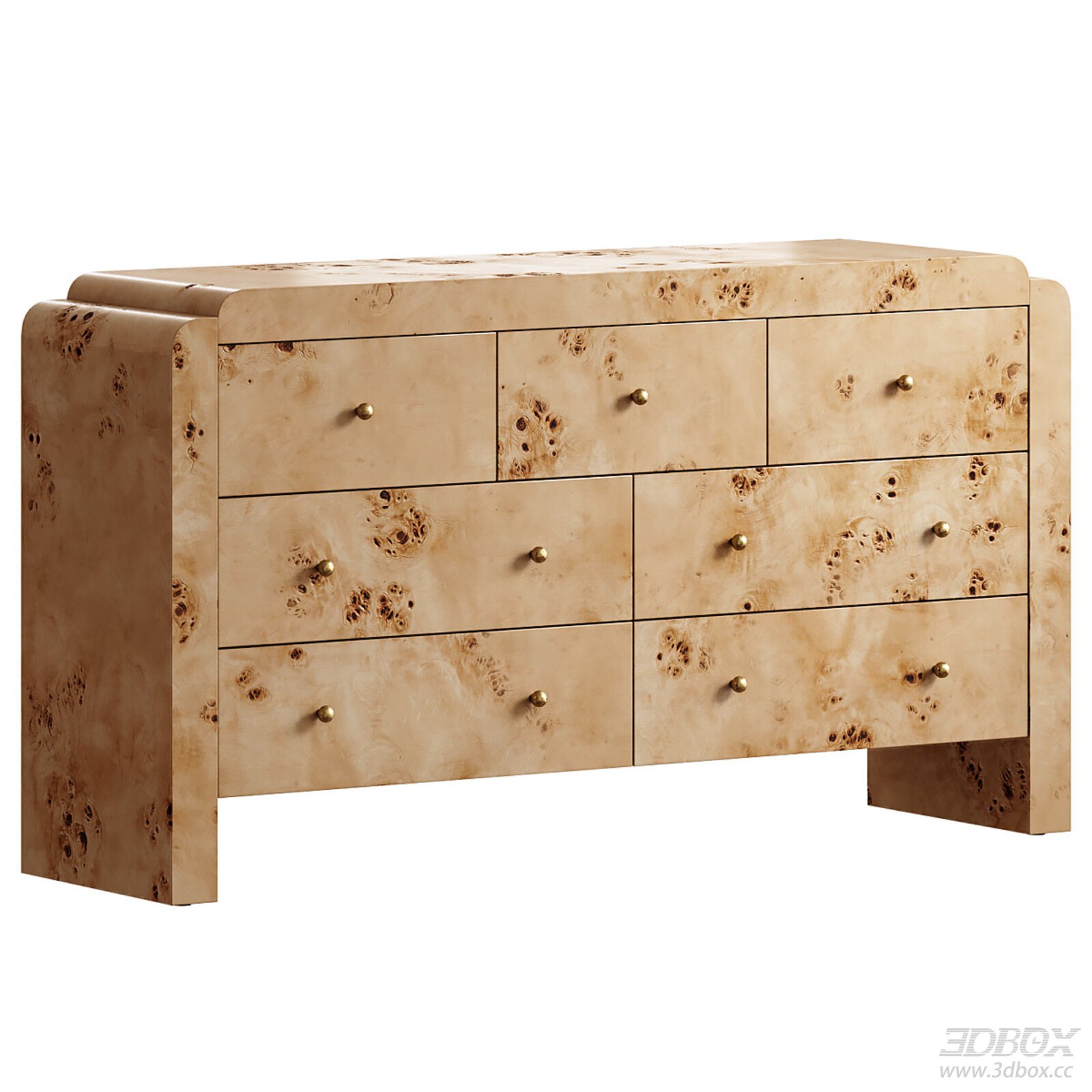 Chest of Drawers 3D model - front view