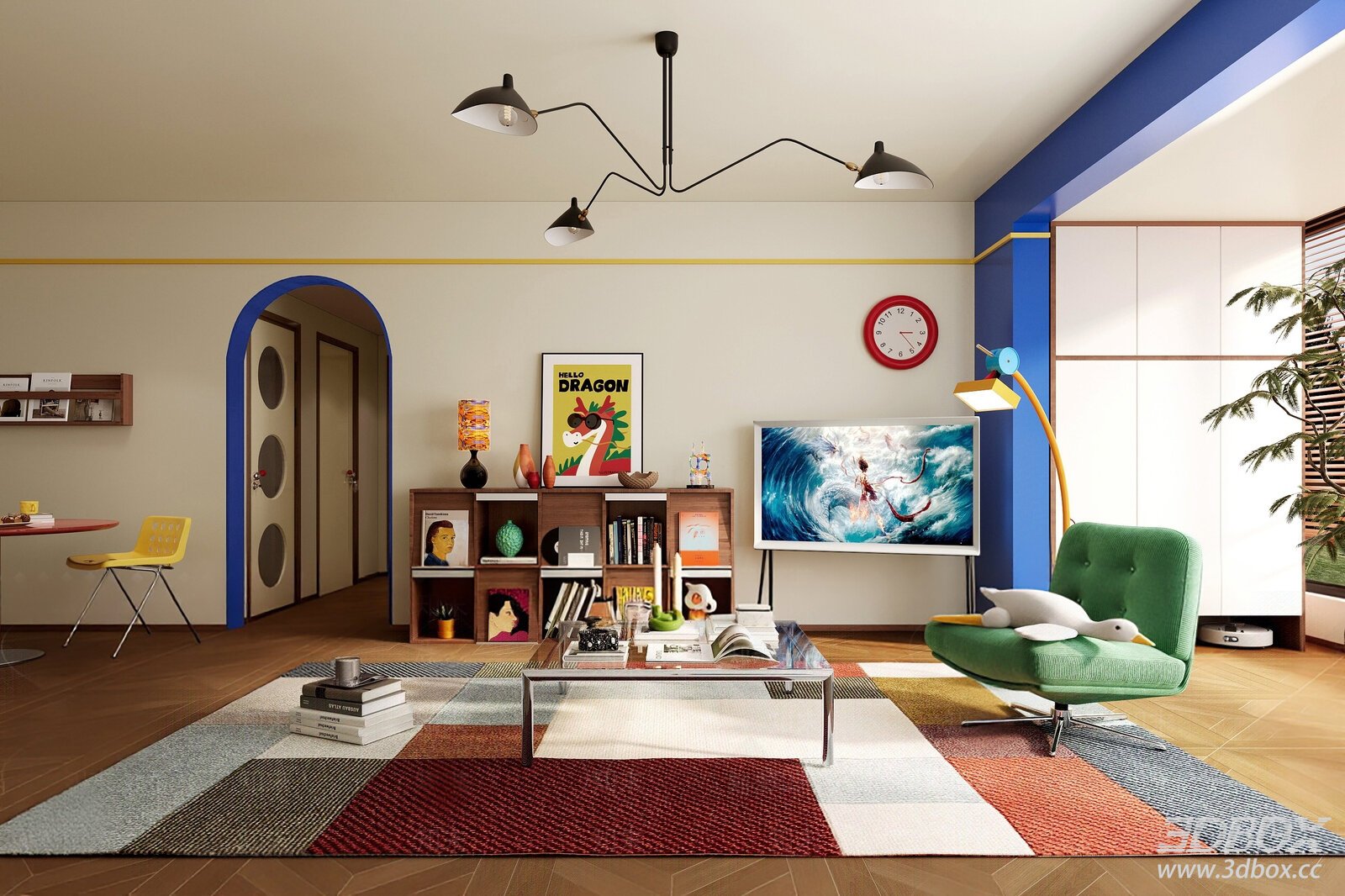 Living Room 3D model - front view