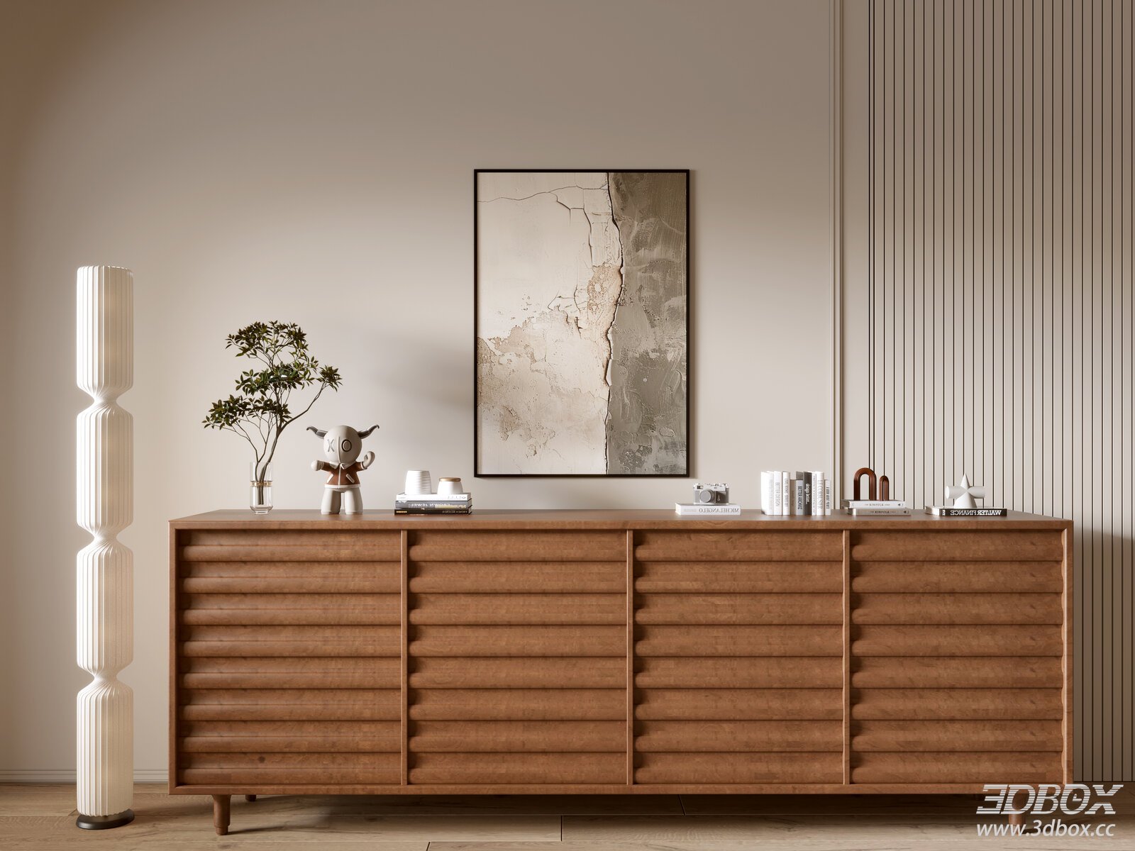 Modern Minimalist Sideboard Storage Cabinet Entrance Entryway Cabinet 3D model - front view