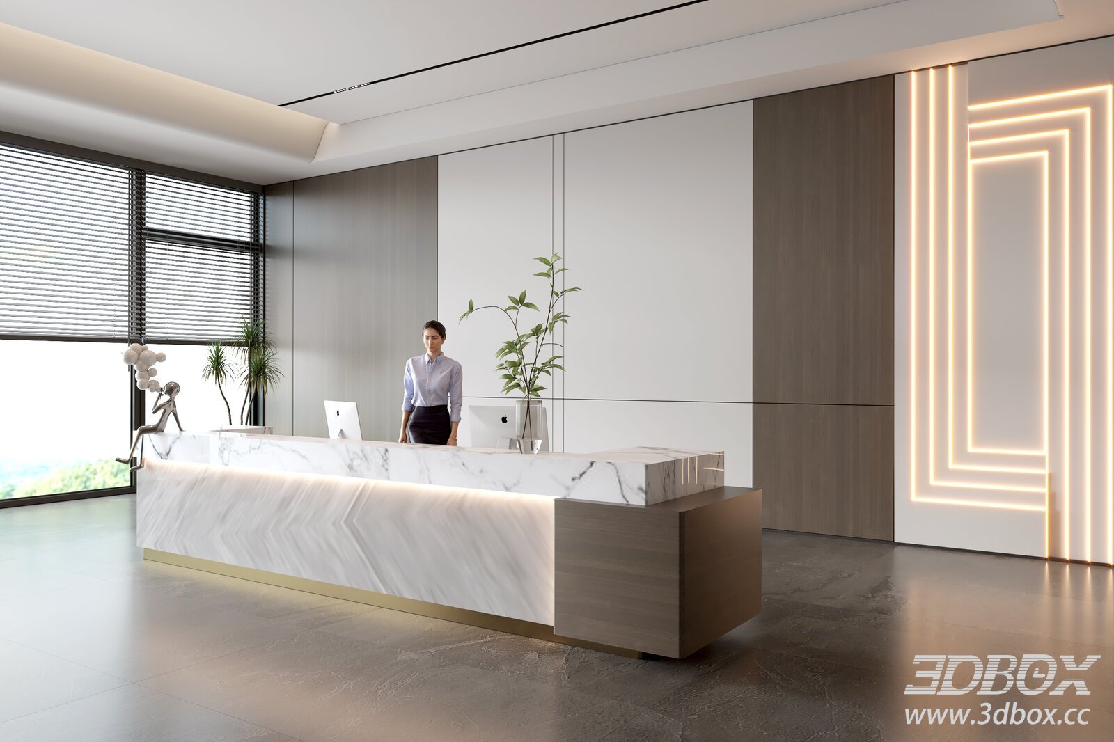 Modern Background Wall 3D model - thumbnail 1
