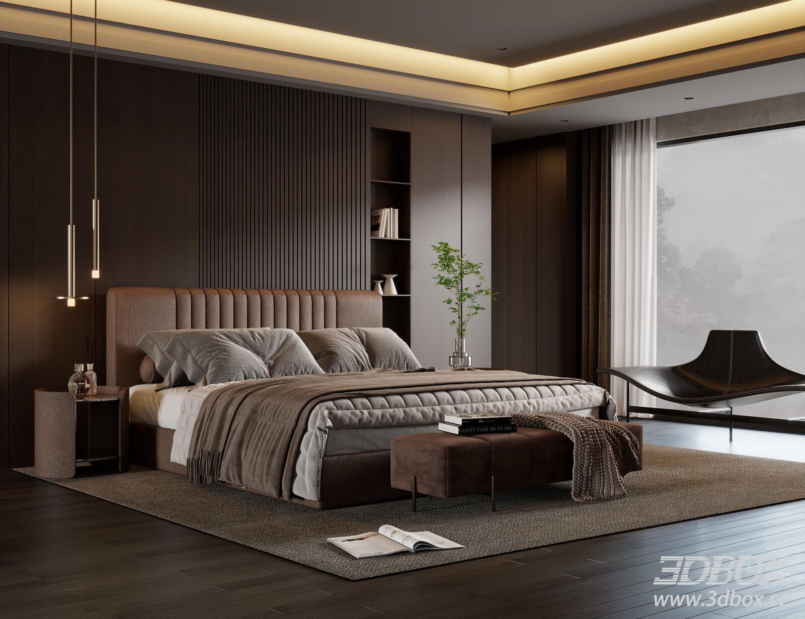 Minotti Modern Italian Bedroom 3D model - thumbnail 1