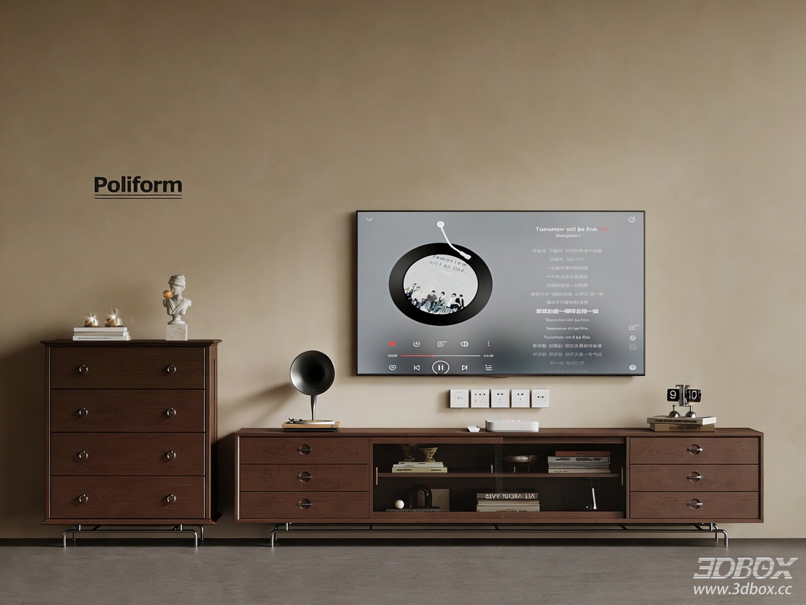 Vintage TV Cabinet Vintage TV Cabinet 3D model - front view